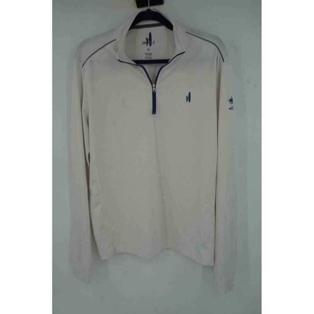 Johnnie-O Pullover Men's Medium White Quarter Zip Golf Shirt Mission Hills Logo